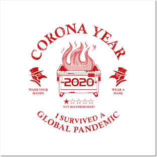 Corona Year 2020 ✅ I Survived A Global Pandemic - Crimson Posters and Art